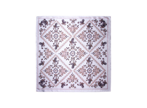 Skjerf multi paisley 70x70cm offwhite 