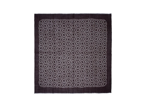 Skjerf ull m/mønster 85x85cm brun/beige 