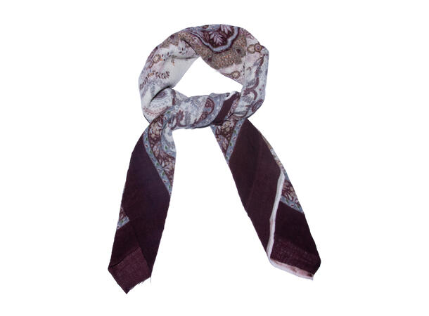 Skjerf ull paisley 85x85cm brun Lev. midt september 