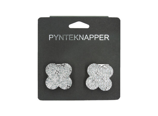 Skjorteknapp firkløver sølv 