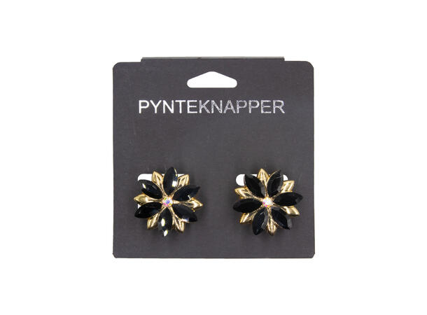 Skjorteknapp m/strass sort* 