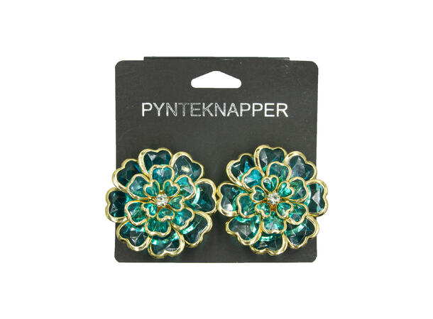 Skjorteknapp stor blomst lys blå 