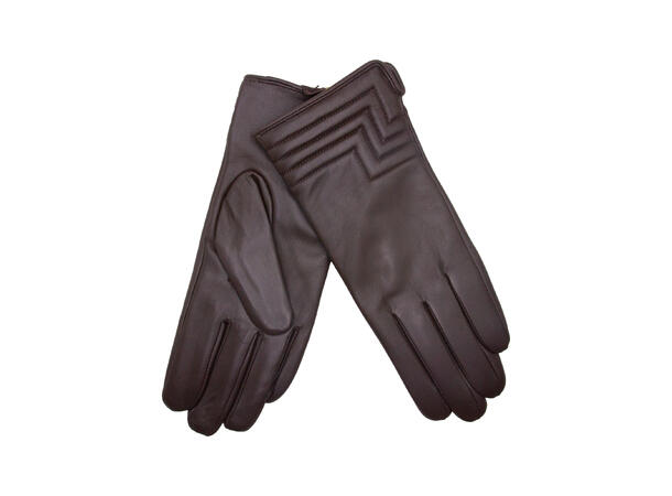 Dame hanske m/syning i kant brun Høst26 