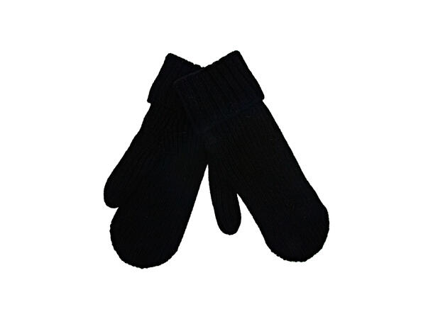 Dame strikket vott m/teddy fôr sort Høst26 