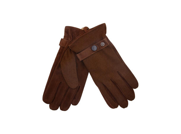 Herre hanske m/dobbelside skinn og ull Høst26 cognac m/beige ull 
