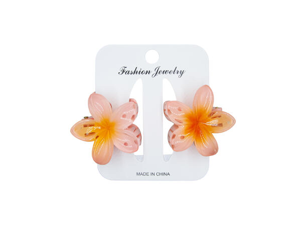 Hårklype blomst 2-farget små korall 2-pack 