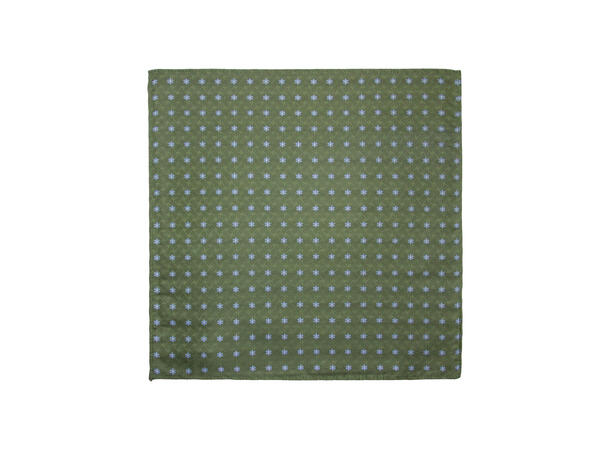 Santi silkeslips+lommetørkle mønstret sett hengende grønn 