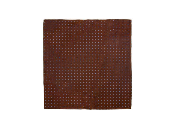 Santi silkeslips+lommetørkle mønstret sett hengende cognac 