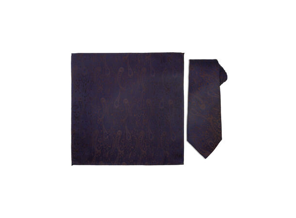 Santi silkeslips+lommetørkle paisley sett hengende coffee 
