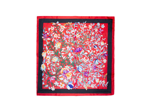 Skjerf "bunad-look" 70x70 rød 