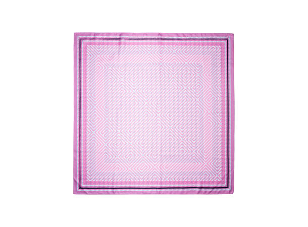 Skjerf dobbeltside mønstert 70x70 rosa 