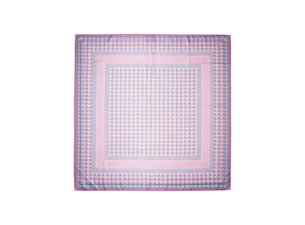 Skjerf dobbeltside mønstert 70x70 rosa 