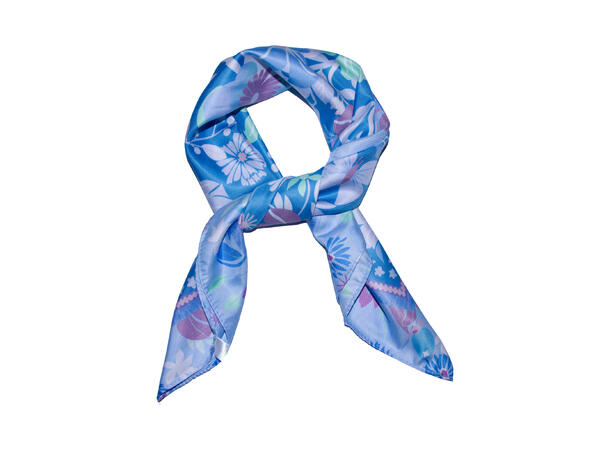 Skjerf glatt "hawaii"70x70 blå 