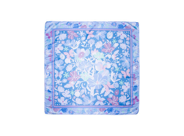 Skjerf glatt "hawaii"70x70 blå 