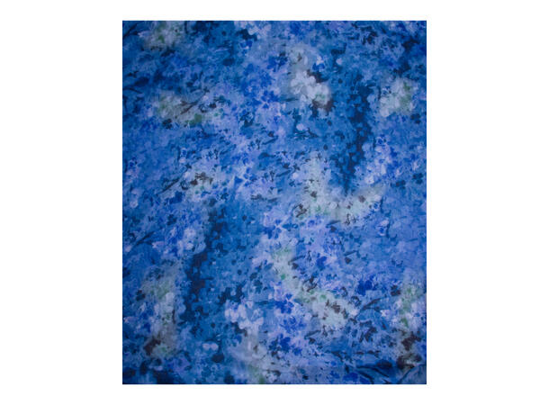 Skjerf m/blomster 90x180 blå 