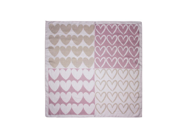 Skjerf m/hjerter 70x70 rosa 
