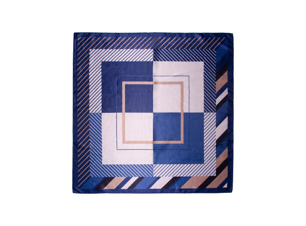 Skjerf m/kasser 70x70cm blå 