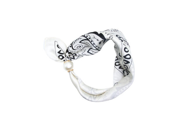 Skjerf m/paisley liten m/perle hvit* 