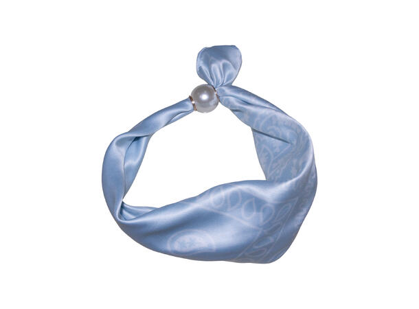 Skjerf m/paisley liten m/perle lys blå* 