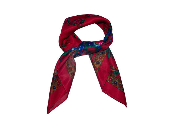 Skjerf m/store blomster 70x70 rød 