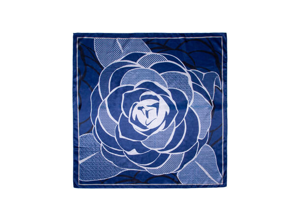 Skjerf mønstert 70x70 blå 