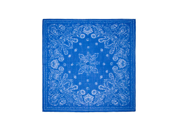 Skjerf mønstert Ull 70x70 blå 