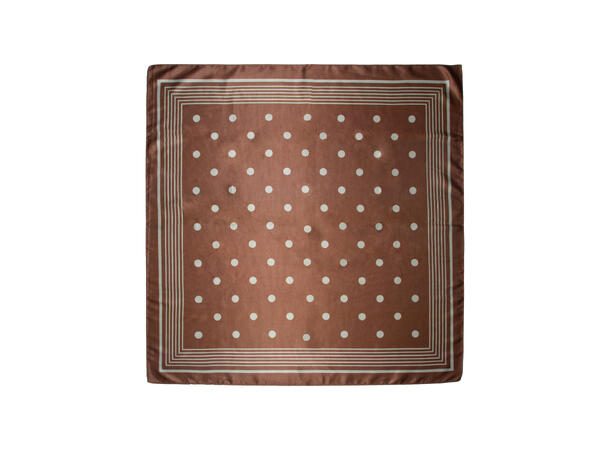 Skjerf prikker og kant 70x70cm cognac 