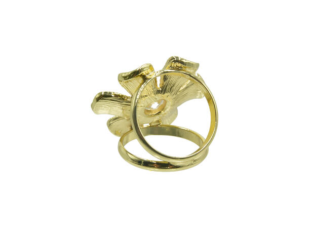 Skjerf ring blomst m/strass gull 