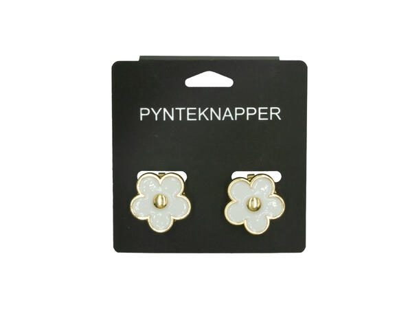 Skjorteknapp stor blomst hvit 