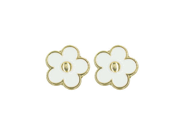 Skjorteknapp stor blomst hvit 