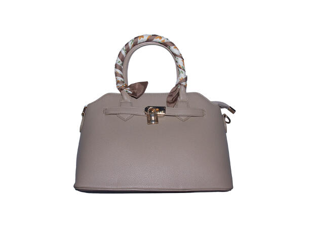 Veske m/lås og skjerf 30x20x10cm lys taupe 