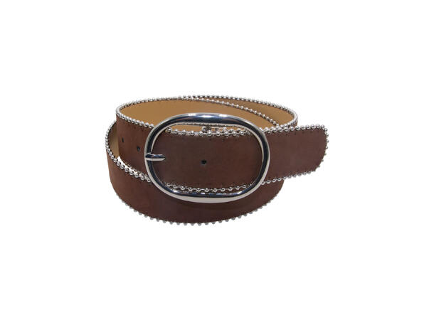 Dame belte m/ gull kant 4,5cm cognac 