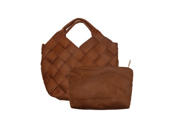 Håndveske "flettet" velvet cognac 