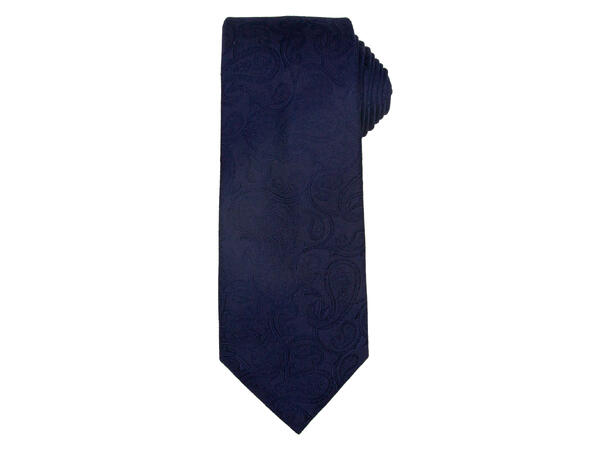 Santi 8cm silkeslips+lommetørkle paisley sett hengende blå 