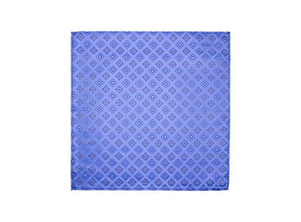 Santi silkeslips+lommetørkle mønstret sett hengende blå 