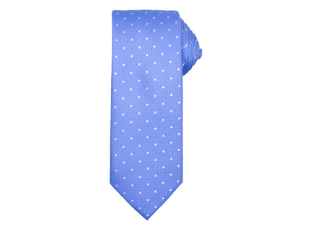 Santi silkeslips+lommetørkle mønstret sett hengende blå 