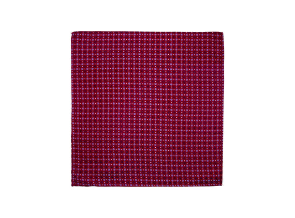 Santi silkeslips+lommetørkle mønstret sett hengende rød 