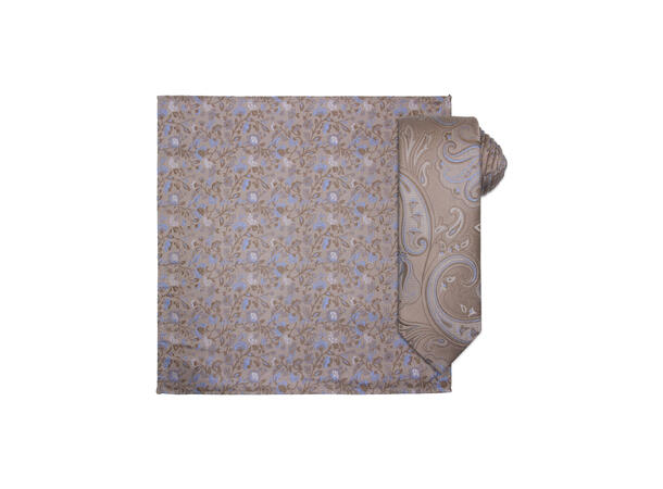 Santi silkeslips+lommetørkle mønstret sett hengende beige 