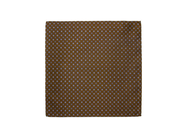 Santi silkeslips+lommetørkle mønstret sett hengende cognac 