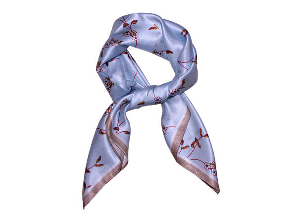 Skjerf blomstert SILKE 70x70 lys blå 