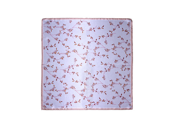 Skjerf blomstert SILKE 70x70 lys blå* 