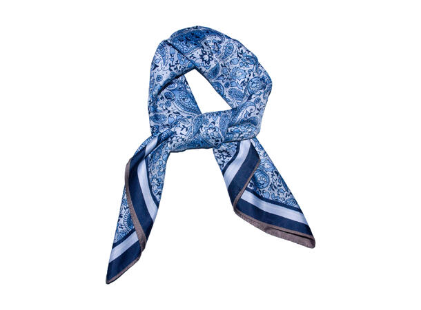 Skjerf dobbeltside paisley 70x70 blå 