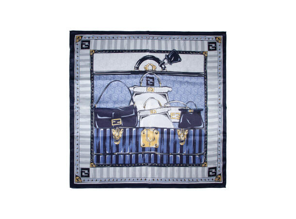 Skjerf m/vesker SILKE 70x70cm blå 