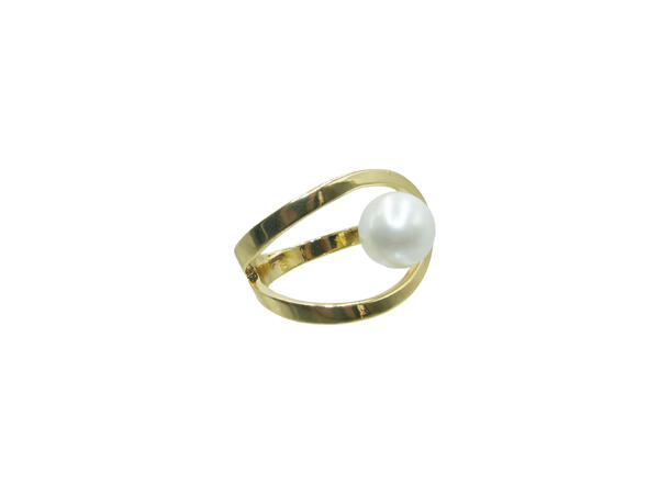 Skjerf ring "m/perle" gull 