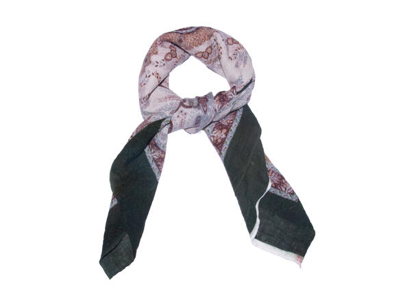 Skjerf ull paisley 85x85cm grønn Lev. midt. september 