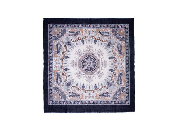 Skjerf ull paisley 85x85cm navy Lev. start sept. 