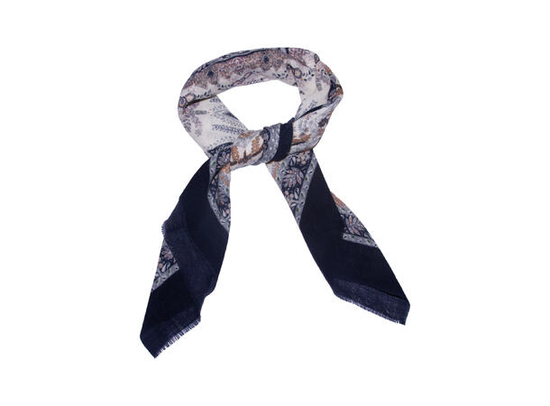 Skjerf ull paisley 95x95cm navy Lev. slutt august 