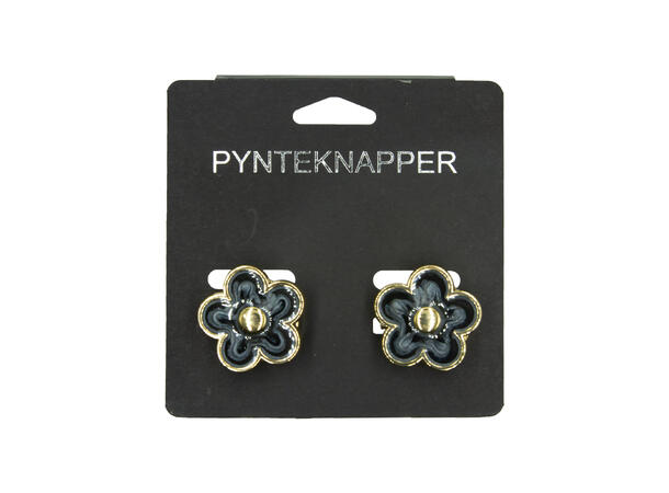 Skjorteknapp blomst sort 