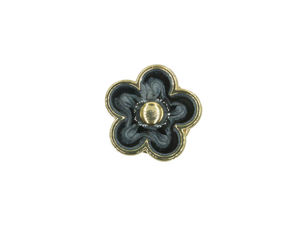 Skjorteknapp blomst sort 