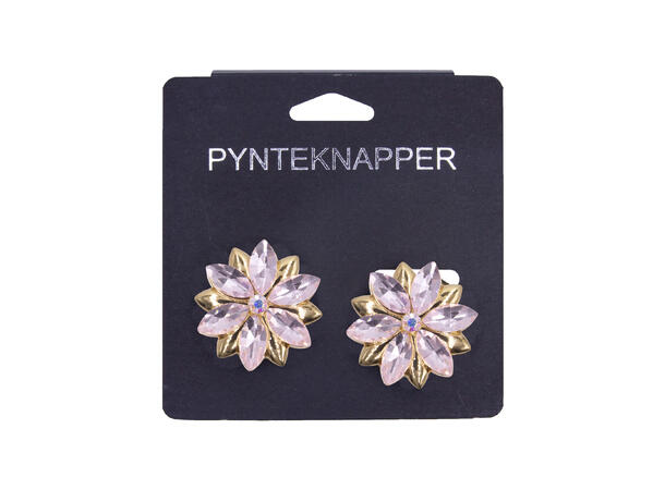 Skjorteknapp m/strass rosa* 